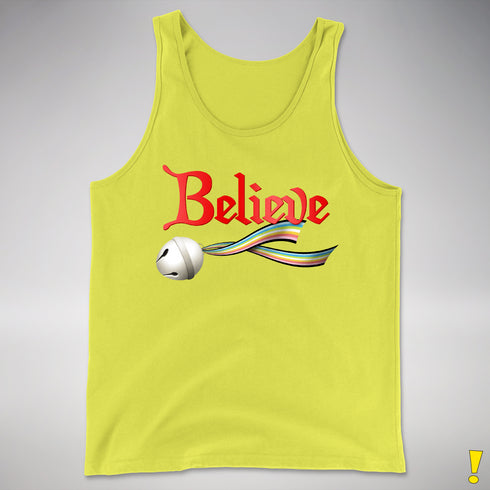Believe Queer Pride Flag Jingle Bell Premium Tank Top - Neon Yellow